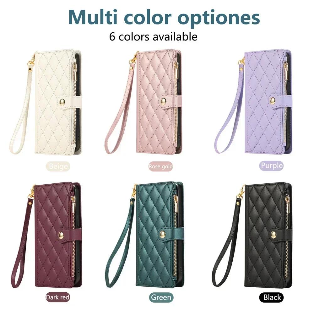 Crossbody Zipper Wallet with Card Holder Phone Case for Google Pixel 6 7 8 9 Pro 6A 7A 8A Wrist Strap Leather Preserve Cover