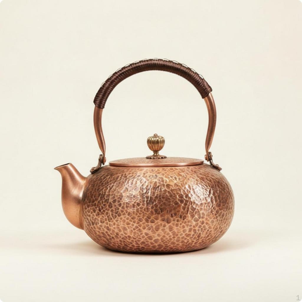 Hammered Copper Kettle Handcrafted Tea VintageStyle Pot for Kitchen