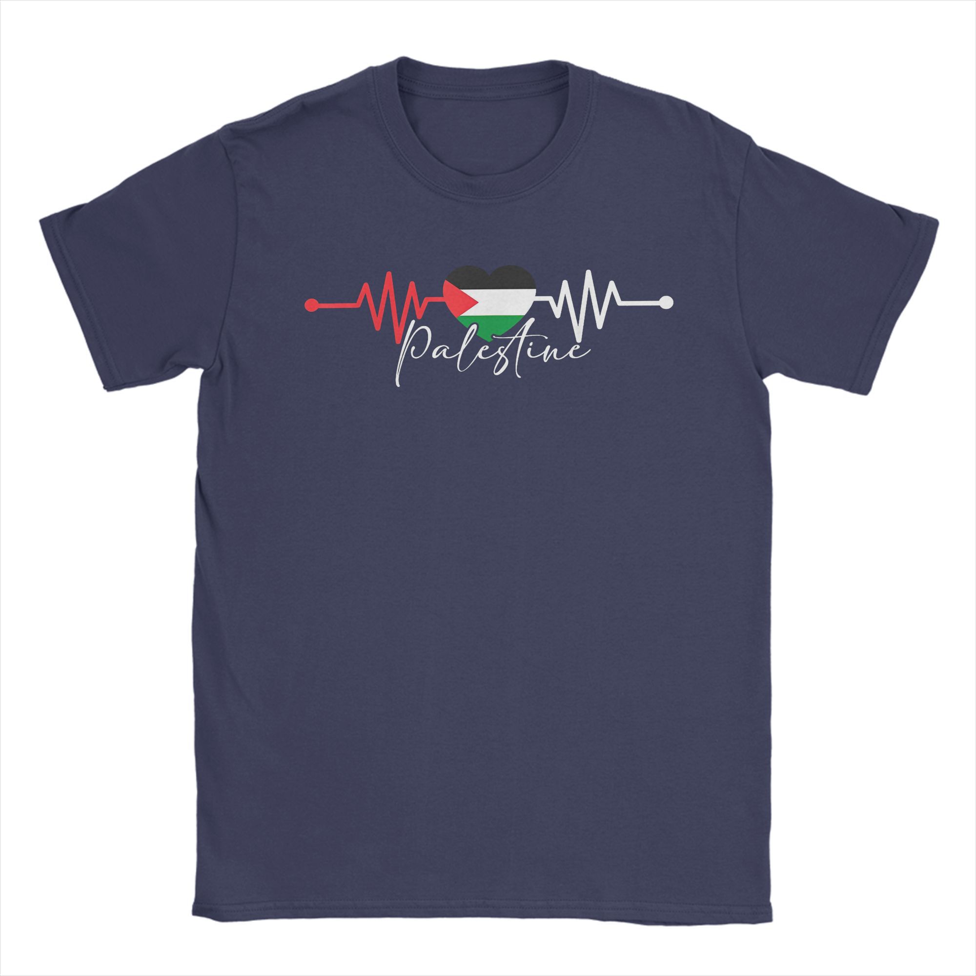 

Men Palestine Heartbeat Palestinian T Shirt Cotton Clothes Novelty Short Sleeve Crewneck Tee Shirt 4XL 5XL T-Shirts 4XL