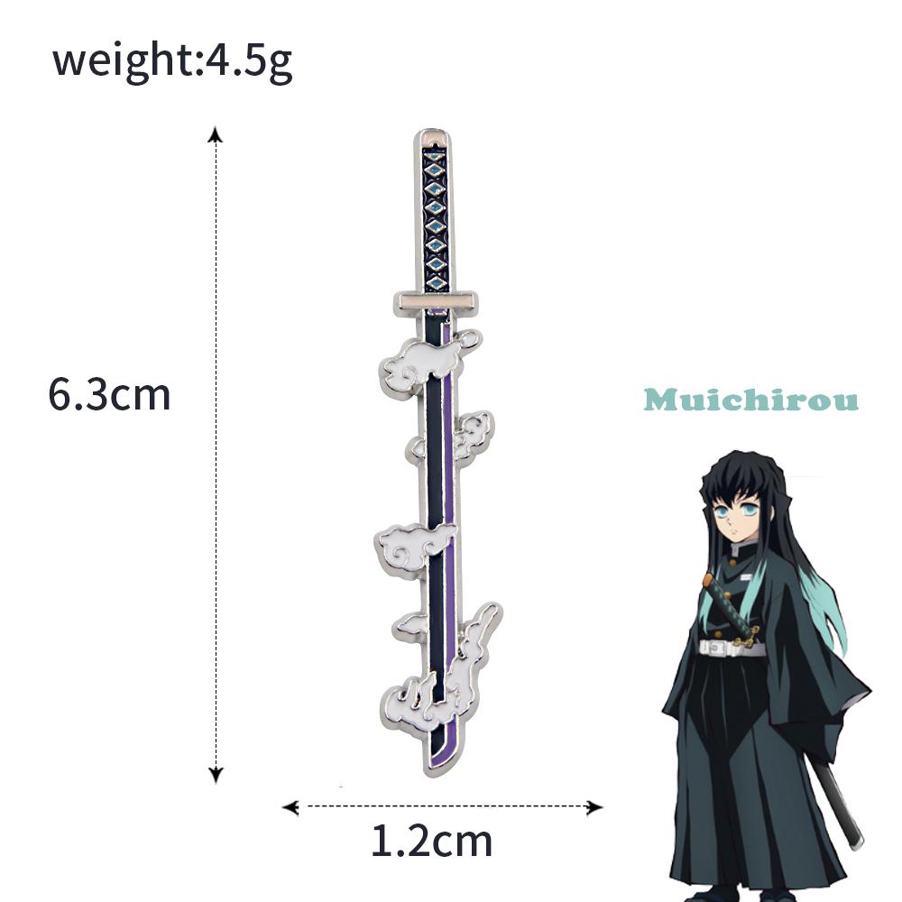 Anime Demon Slayer Kimetsu No Yaiba Sword Brooch Pins Tomioka Giyuu Kochou Shinobu Weapon Brooch Cosplay Jewelry Accessories