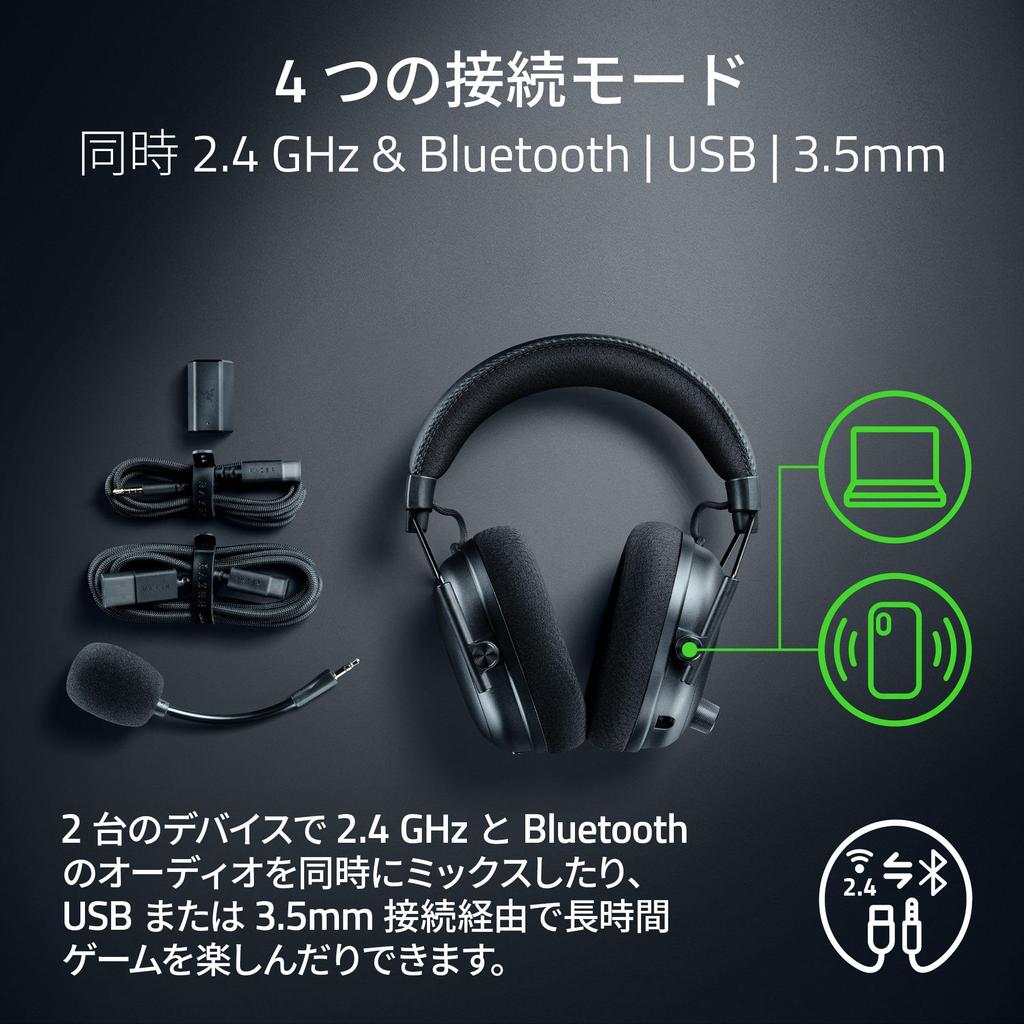 Razer BlackShark V3 Pro Wireless Gaming Headset with 2nd Generation HyperSpeed 2nd Generation TriForce Biocellulose 50mm 12mm Battery and Wired