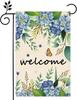 Welcome Spring Blue Purple Ower Garden Ag 12x18 Inch Home Outdoor Yard Spring Summer Garden Ag Decoration YYD EEZ