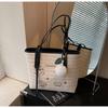 Fashion Woven Large-capacity Bag Women's New Vacation Commuter Shoulder Bag Contrasting Color Straw Woven Tote Bag