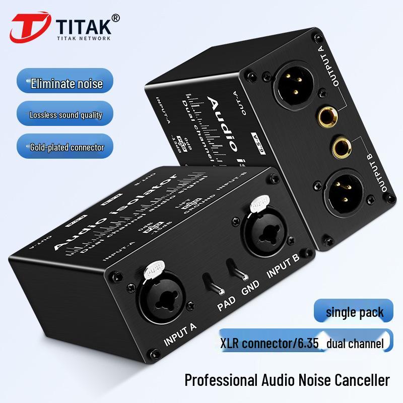2-Channel XLR RCA Audio Noise Filter - Professional Passive Isolator for Live Streaming