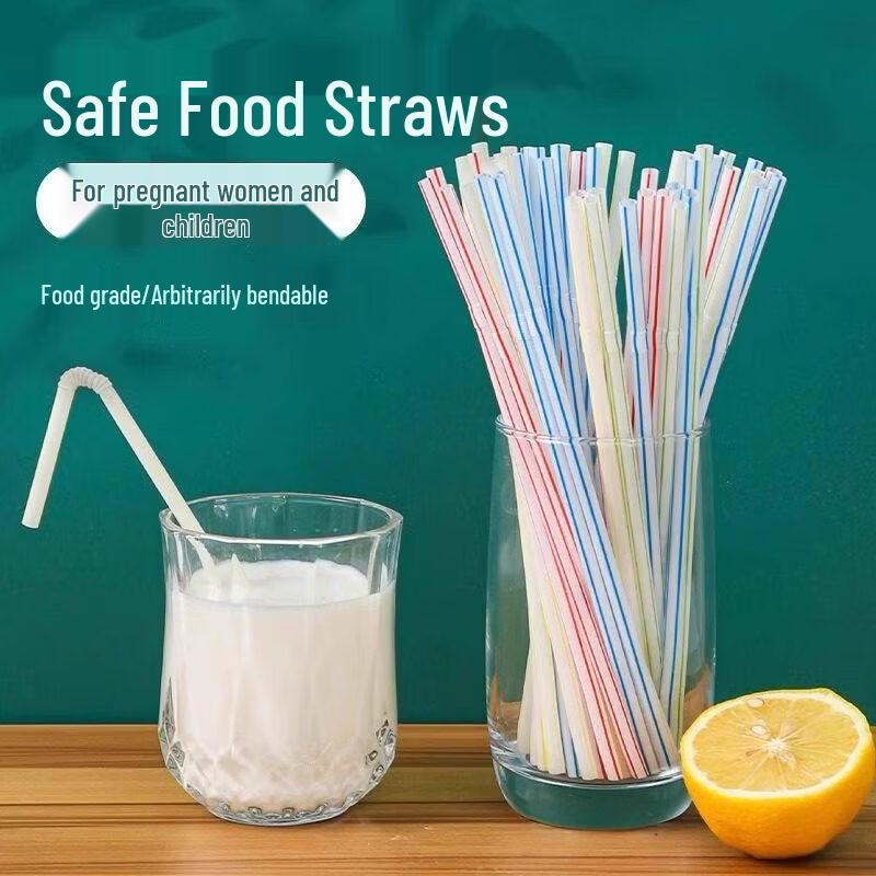 ZISIZ Disposable Colored Bent Plastic Straws