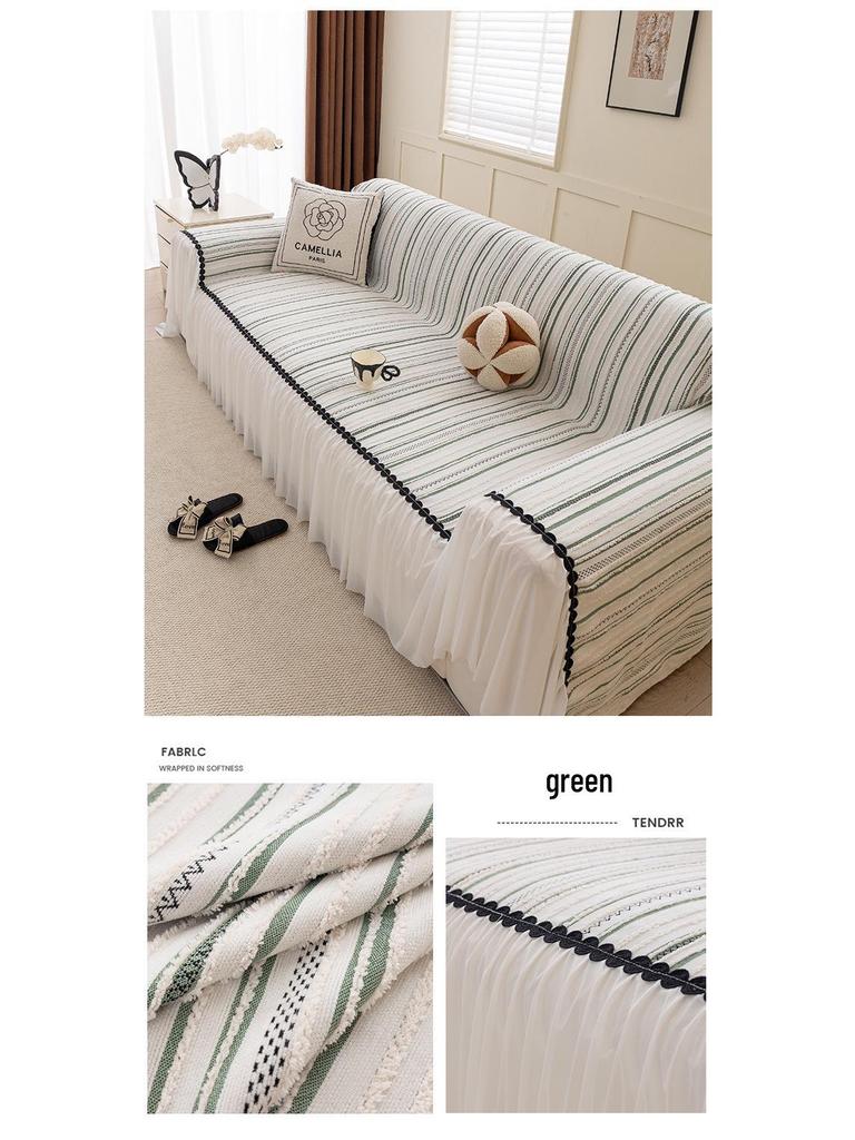 2025 Universal-Sofabezug aus Chenille: Rutschfest, Cremefarben, Vier Jahreszeiten, Einteilige Decke