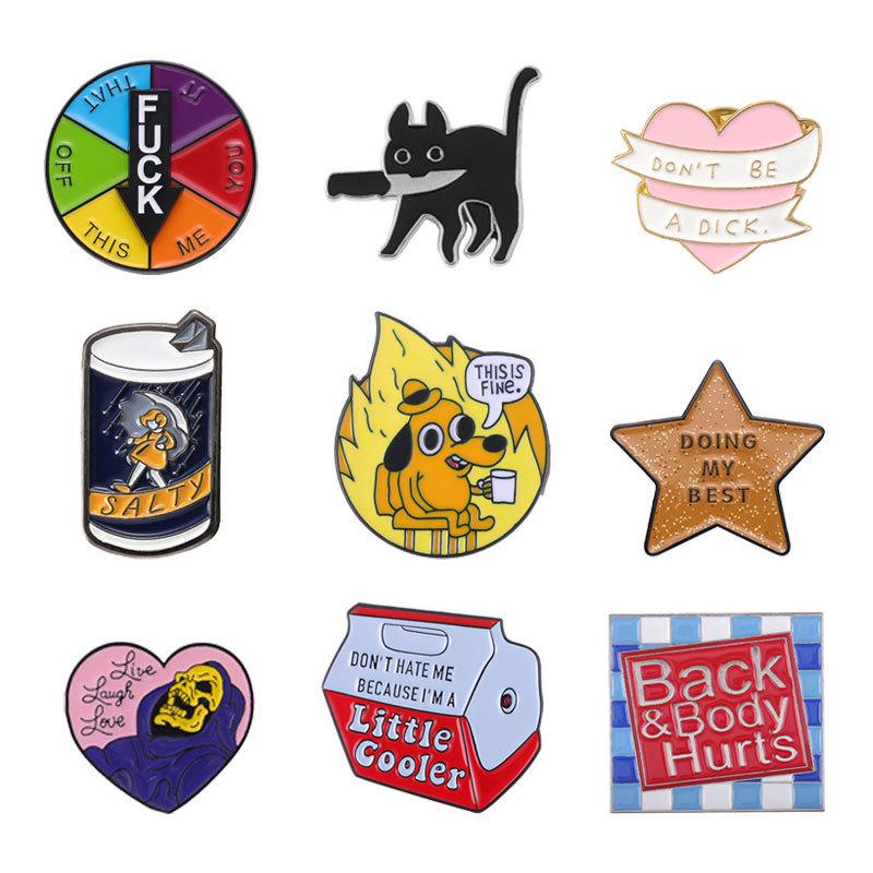 Customized Cat & Knife Cartoon Enamel Pin Badge