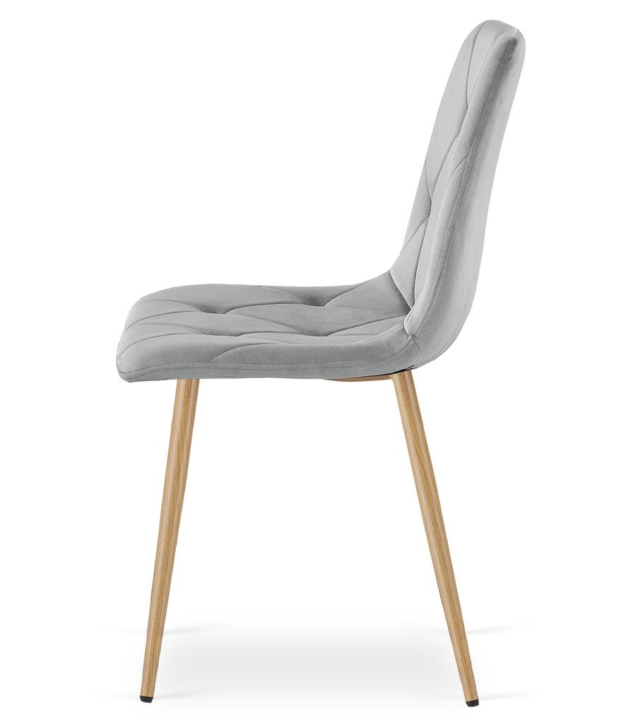 LIBRA chair - light gray velvet / wood color legs x 2