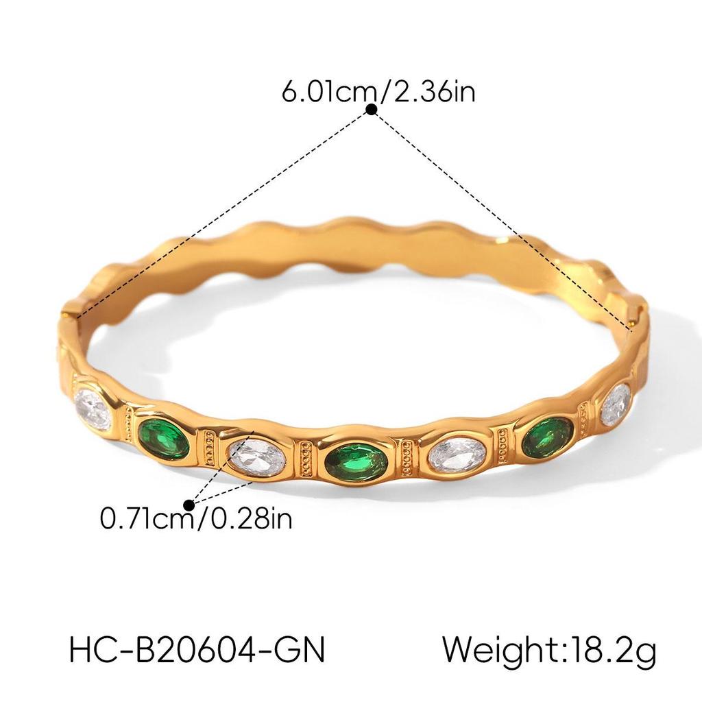 European Internet Celebrity Style Stainless Steel Colorful Zircon Bracelet for Women - Non-fading Luxury Design