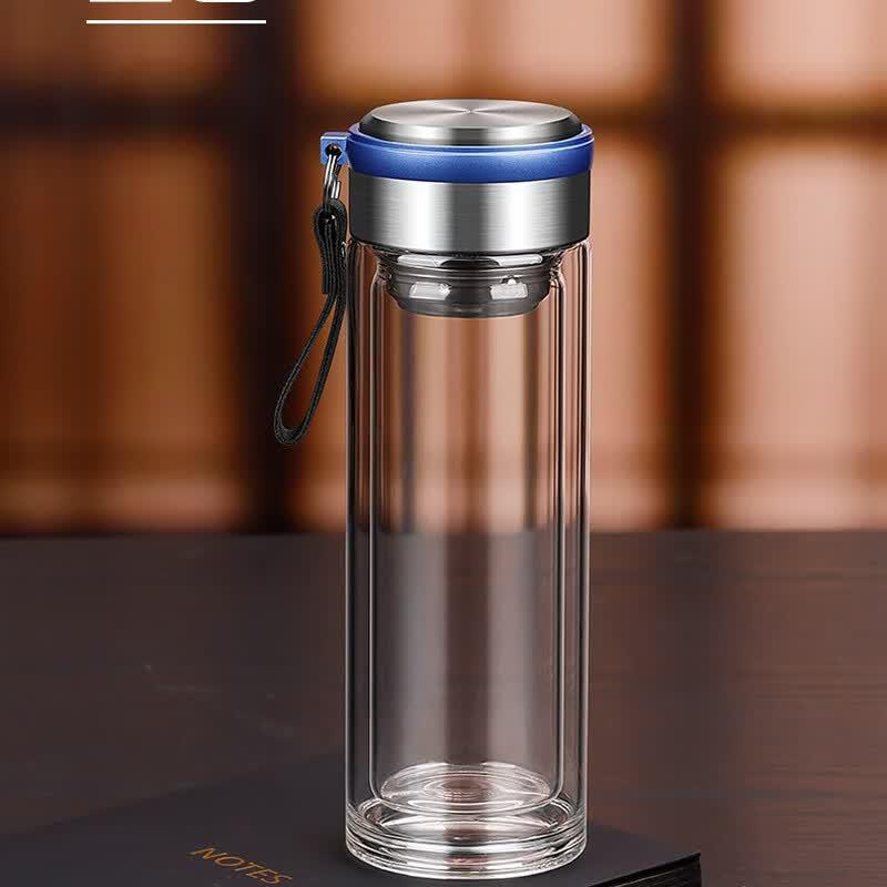 Shui Yi Bei Double-Layer Borosilicate Glass Tea Infuser Bottle