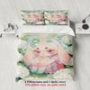 Softville Cozy Town 3PCS Bedding Sets Lop Rabbit Resting In Flower Grassla Pint Duvet Cover No Filling Cartoon Style Queen Size