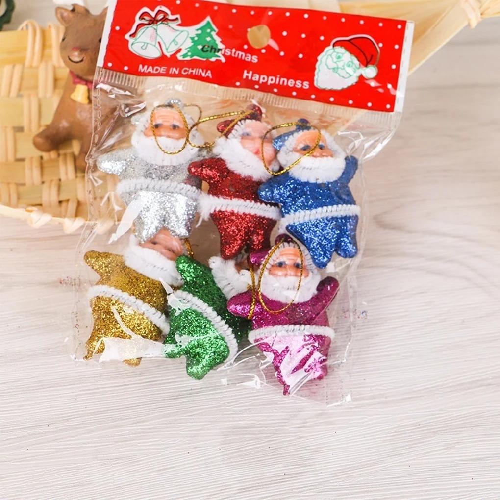 1Set Christmas Drop Ornaments Multi-Color Santa Claus Party Xmas Tree Hanging Decor Home Decorations Festive Supplies