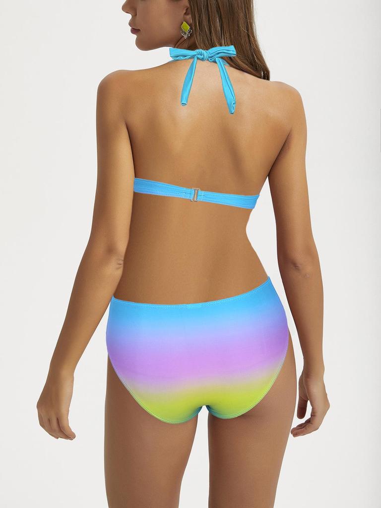 2025 Plus Size Lace-up Split Bikini - European & American Style Women's Swimsuit