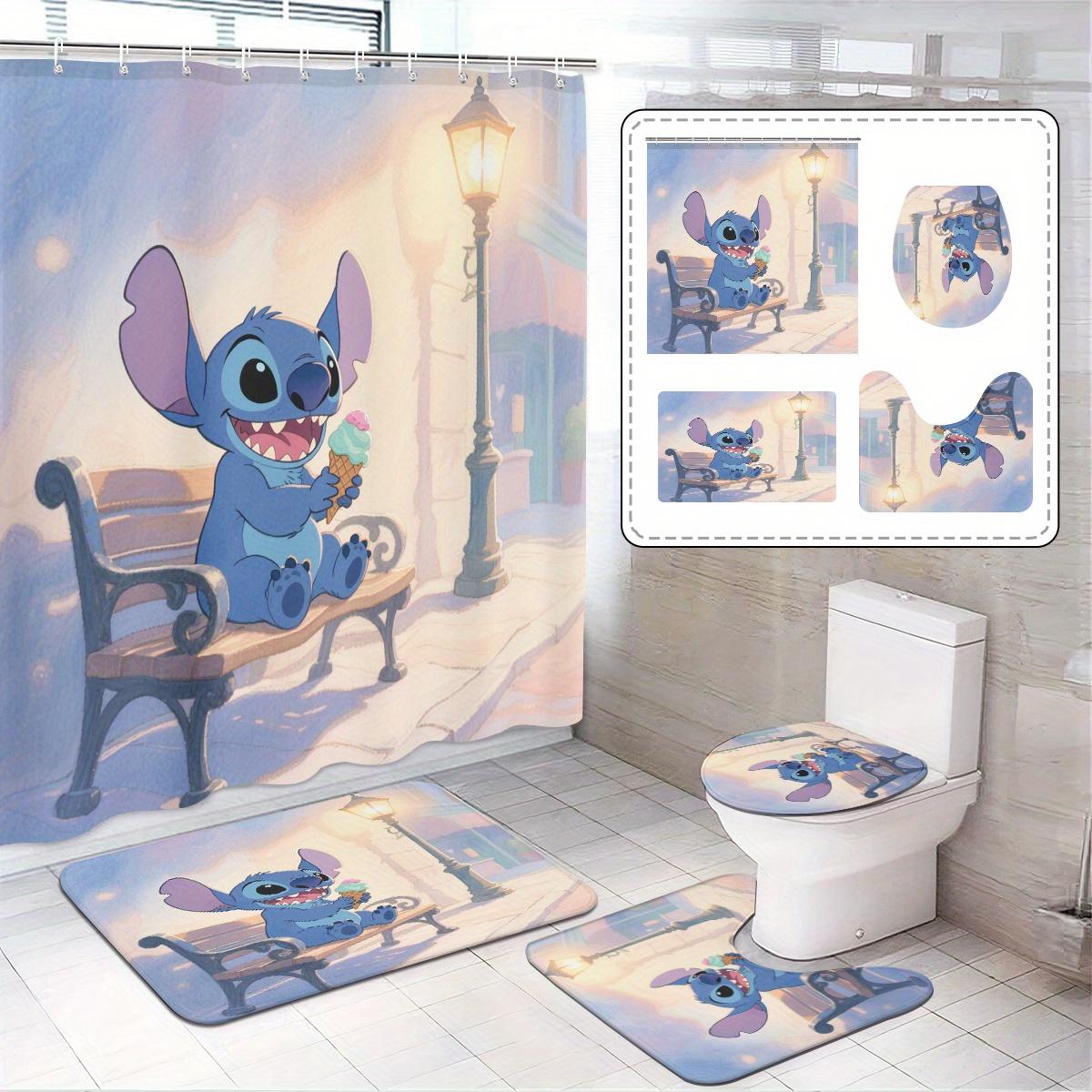 

4pcs Spiderman Cartoon pattern decoration set includes shower curtain, non-slip bathroom rug, toilet U-shaped mat, toilet seat 4pcs-Set
