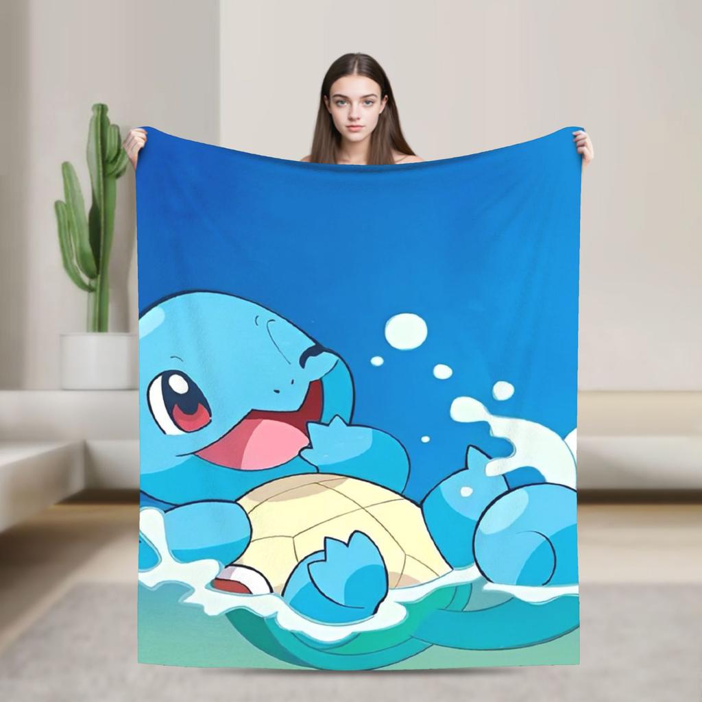 Squirtle Charizard Anime Warm Blanket Travel Plush Throw Blanket Graphic Couch Bed Flannel Bedspread Sofa Bed Cover