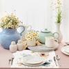 Bonhause Watercolor Floral Placemats Set of 4, 12x18 Inch Blue Brown Flower Leaves Kitchen Dining Table Mats Washable Place Mats for Indoor Outdoor