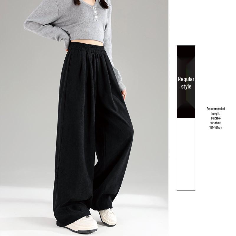 2025 Autumn/Winter European Cotton Velvet Wide-Leg High-Waist Drape Pants for Women