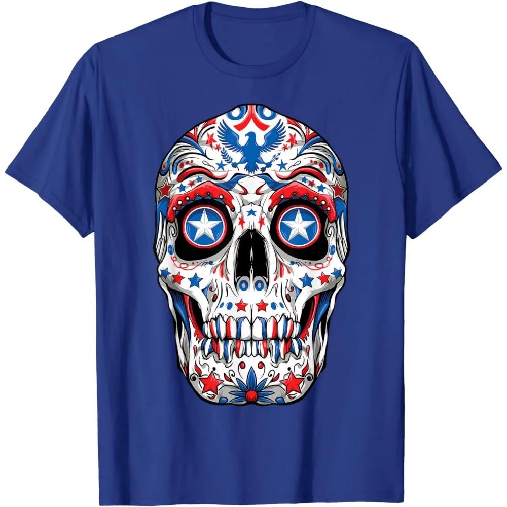 Sugar Skull 4 juli T-shirt Dam Herr Pojkar Fjärde USA