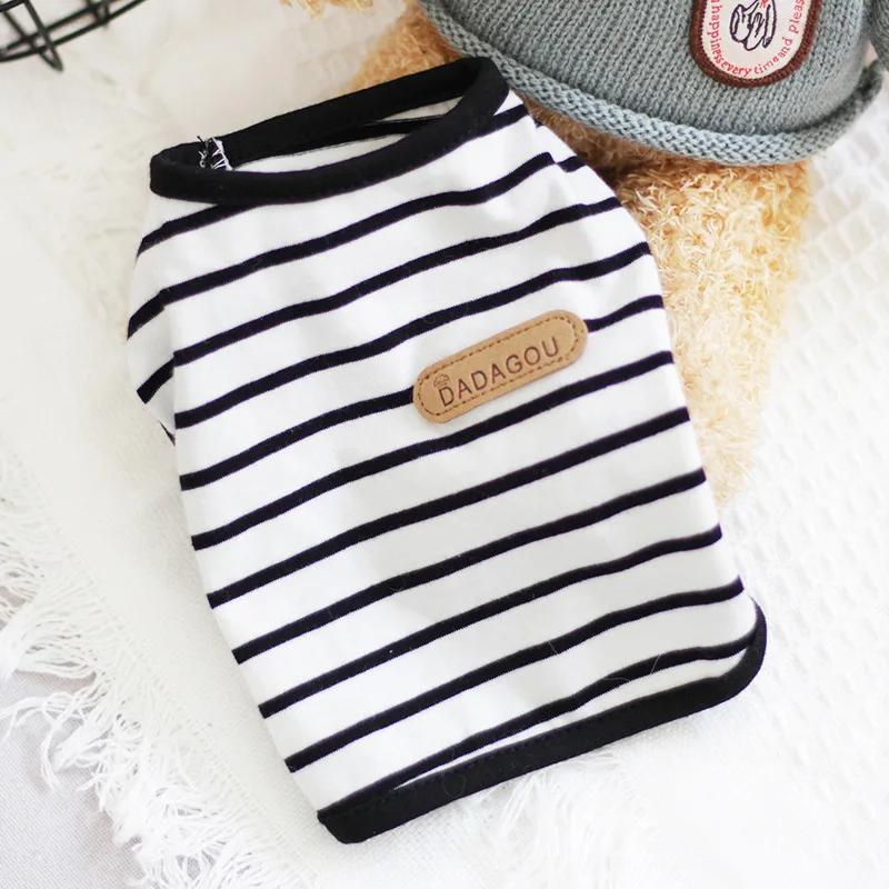 

Полосатый жилет без рукавов для щенков, весна-лето, одежда для домашних животных для маленьких собак, померанских шпицев, чихуахуа, свитера, футболки для котят, наряды S-suit 1.2-2.0kg