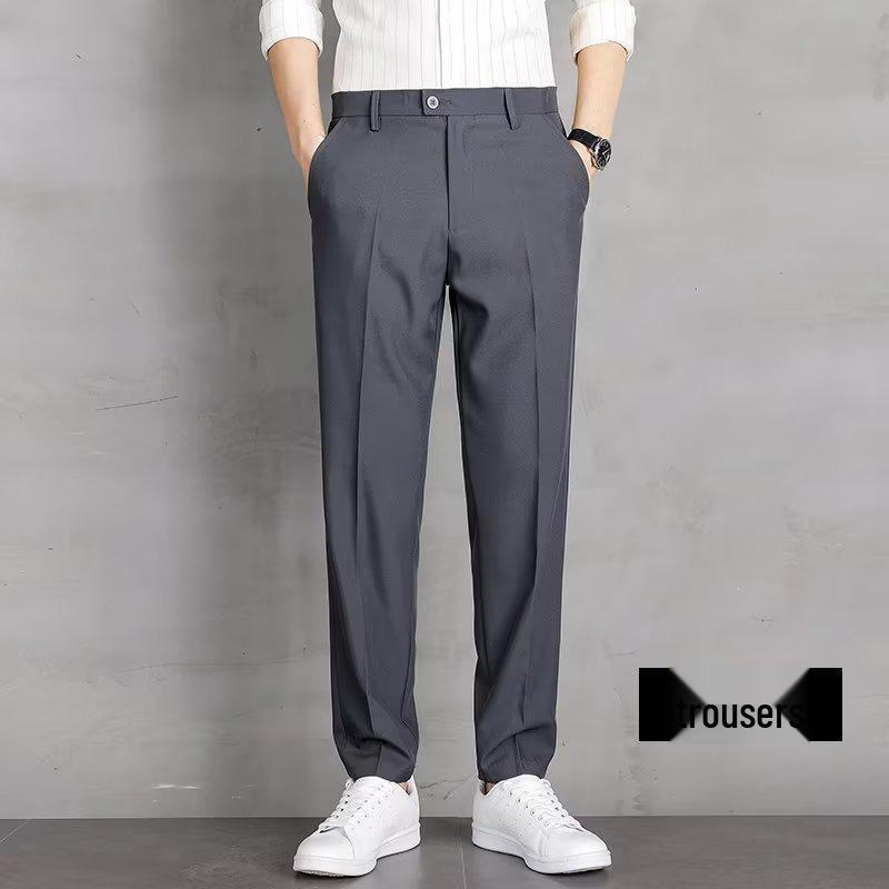 Men s Korean Style Trendy Slim Fit Nine-Point Suit Pants - Casual Spring/Summer Trousers 38 темно-серого