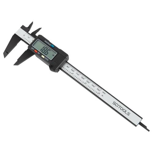 

SCITOOLS 150mm Digital Caliper with Storage Case, Non-Removable Battery Cover, Carbon Fiber Construction, Large Character LCD Display, Zero Set Functi