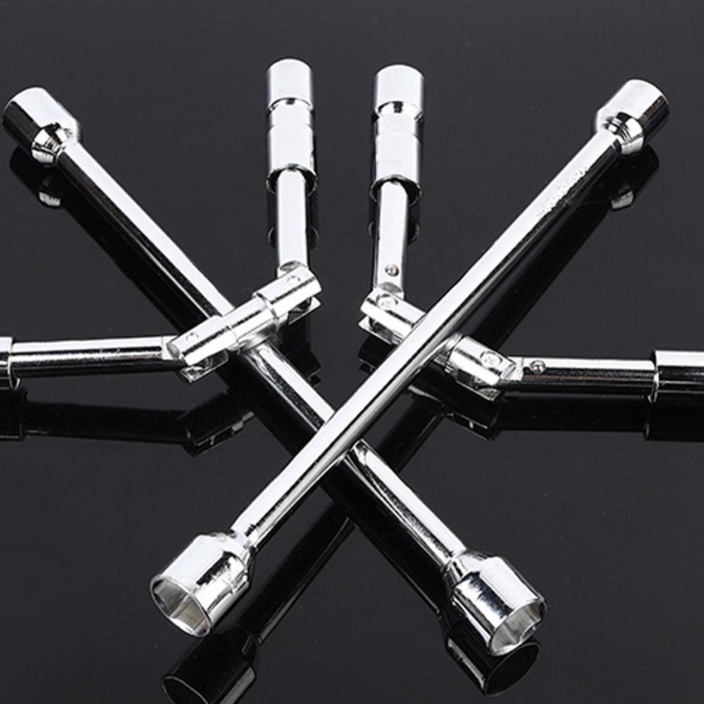Lug Nut Wrench Carbon Steel 4-Way Wheel Wrench Nut Remover Portable Strong Tire Lug Nut Remover Heavy Duty Folding Lug Wrench