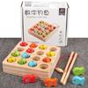 Children Fishing Wooden Puzzle Game Toy With Magnetic Catch And Plates Number