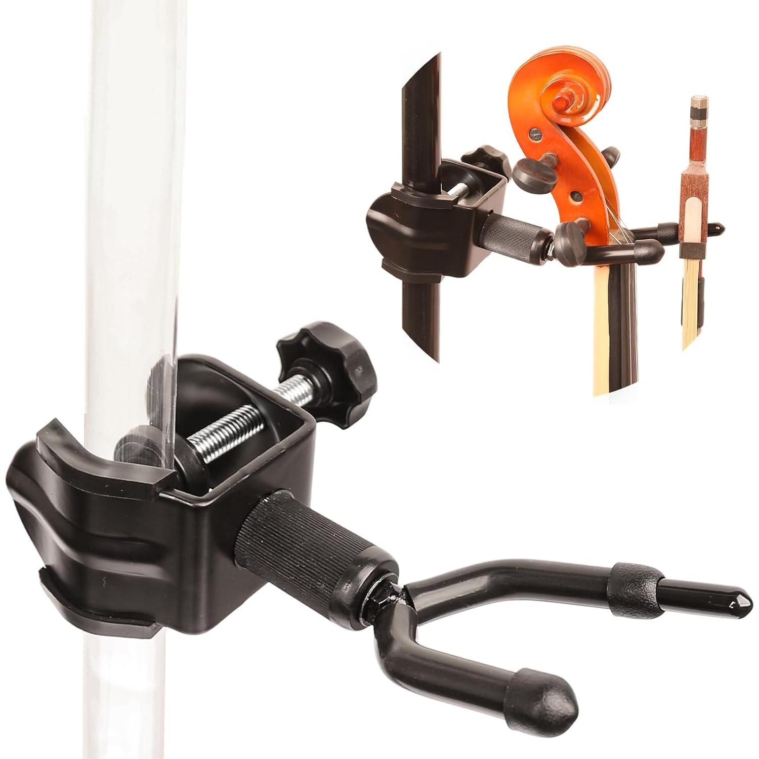 Violin Hanger, Violin & Viola Stand for Microphone or Sheet Music Stand, Violin Holder for Desktop, Viola Hook for Stage Shows or Practices at Home чёрный