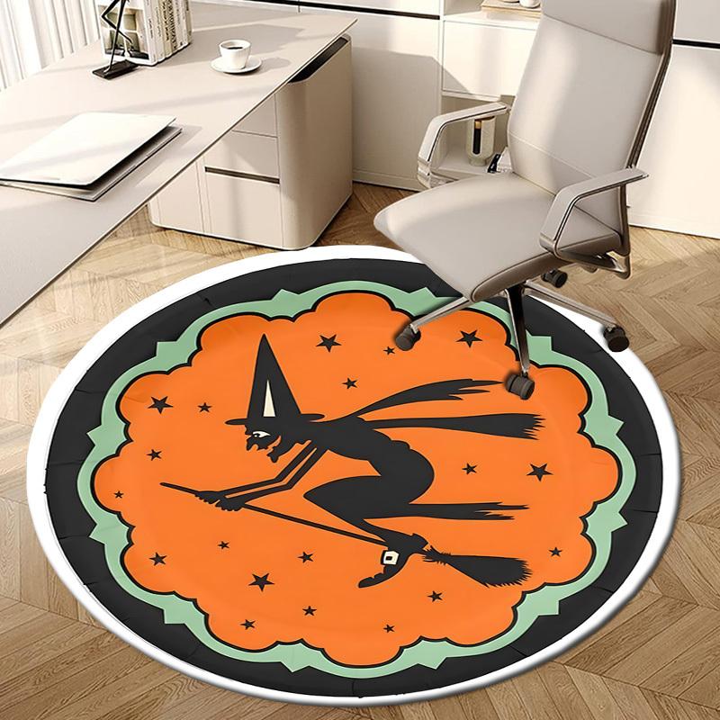 1pc Office Carpet Chair Mats Halloween Witch Broomstick Night Stars Perfect for Decorating Office Chairs, Living Rooms, Or Bedrooms.YDT065