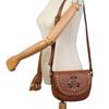 Johnature Genuine Leather Women's Saddle Bag Retro Handmade Rivet Shoulder & Crossbody Bags