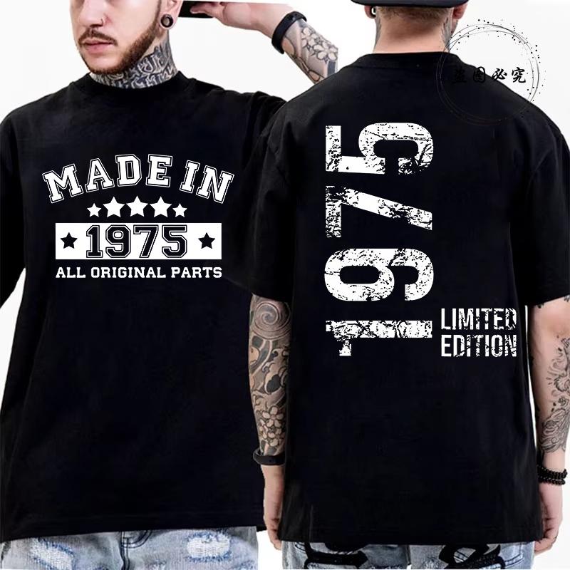 T-Shirts for Men Vintage Made In 1975  48th Birthday 48 Years T-Shirt Mens Tshirt Street Fashion Short Sleeve Shirt Men Clothing