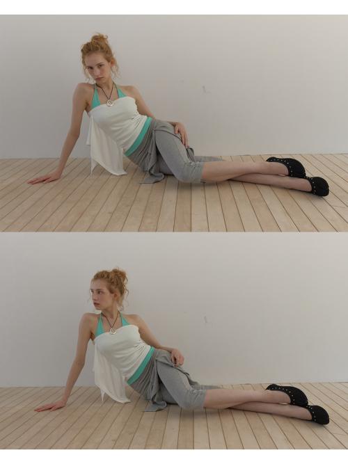 Asula Scarf Layered Capri Pants (Melange Gray)
