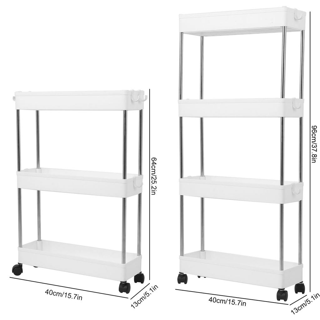 Multilayer Slim Storage Cart Mobile Shelving Unit Organizer Storage Rack for Kitchen Bathroom Laundry Rolling Cart Serving Cart