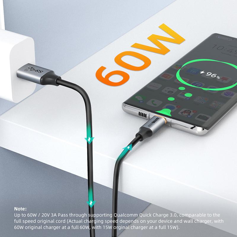 CABLETIME USB A to USB C Cable 10Gbps 3A USB 3.2 Cable 60W QC 3.0 Data Transfer for SSD Enclosure Phone Charging Data Sync