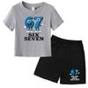 Children Summer Six Seven 67 Cartoon Print Casual Set Clothes T-shirt+Shorts 2P Charming Boy Girl Toddler 3-12 Yrs Short-sleeved