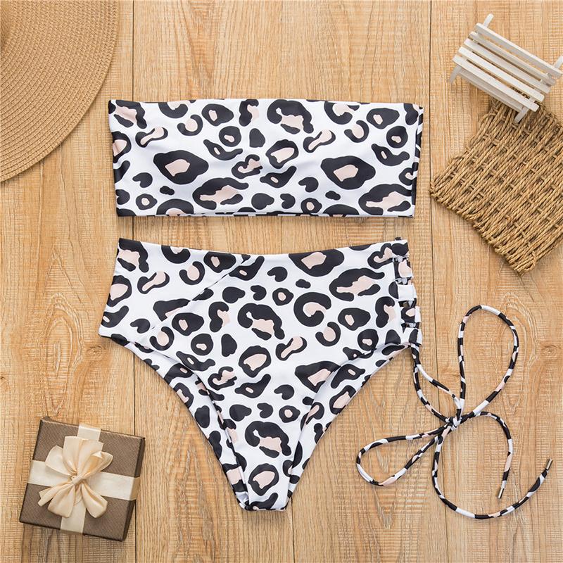 White Push Up Swimsuit Summer Beach Bikini Set High Waist Solid Swimming Suit Women Swimwear Leopard Print Bathing Suits
