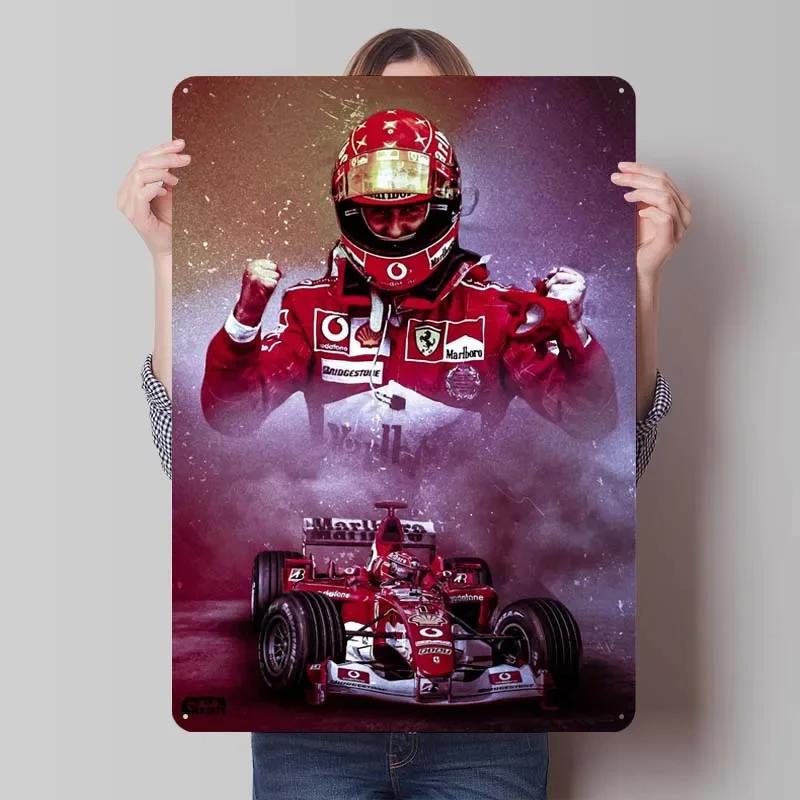 Michael Schumacher Metalowy Znak Plakaty Wyścigowe Dekoracja Dekoracja Ścienna Dekoracja Pokoju Dziennego Mężczyzna Vintage Elementy Dekoracyjne do Domu Mural Artystyczny