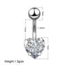 Peach Heart & Star Zircon Stainless Steel Belly Button Ring