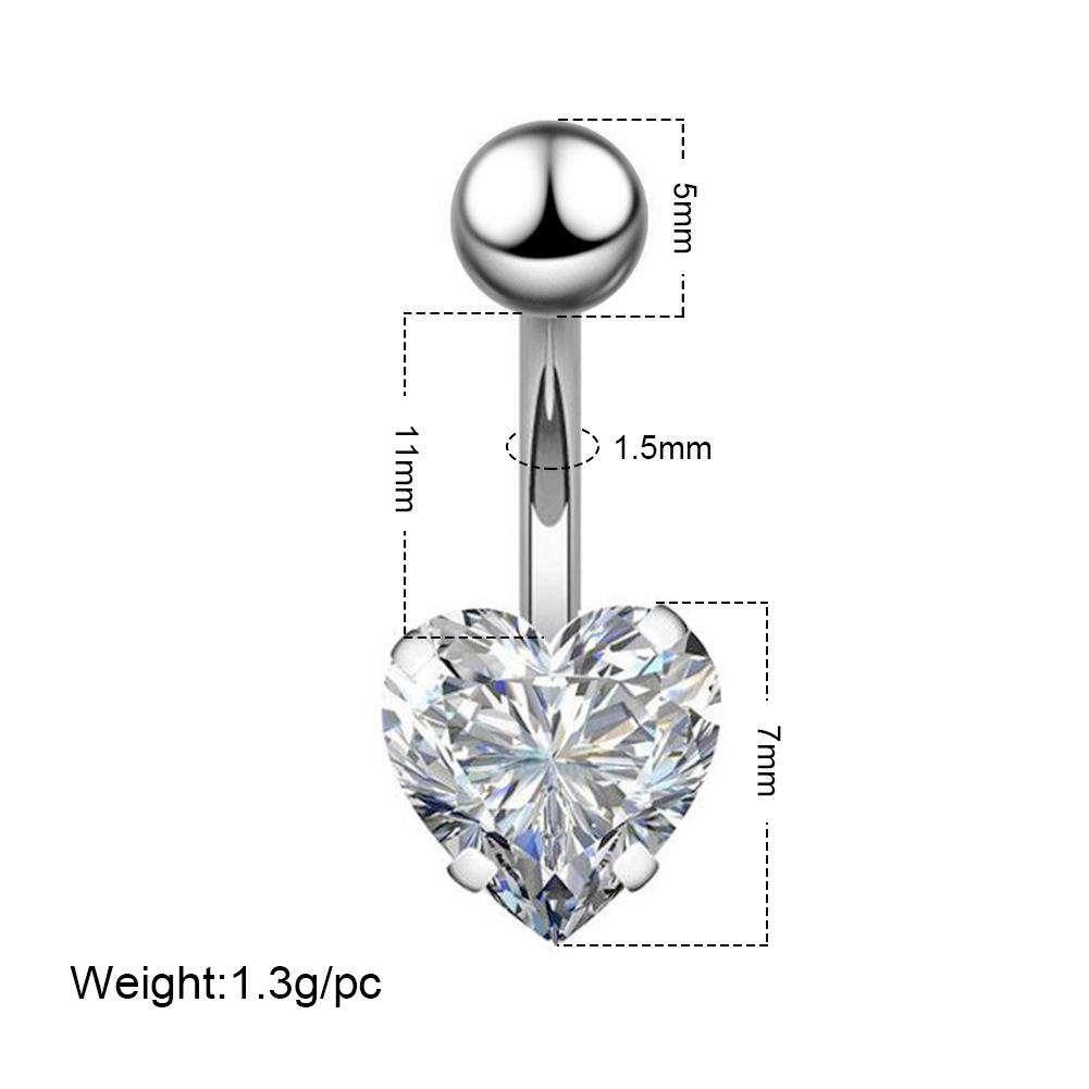 Peach Heart & Star Zircon Stainless Steel Belly Button Ring