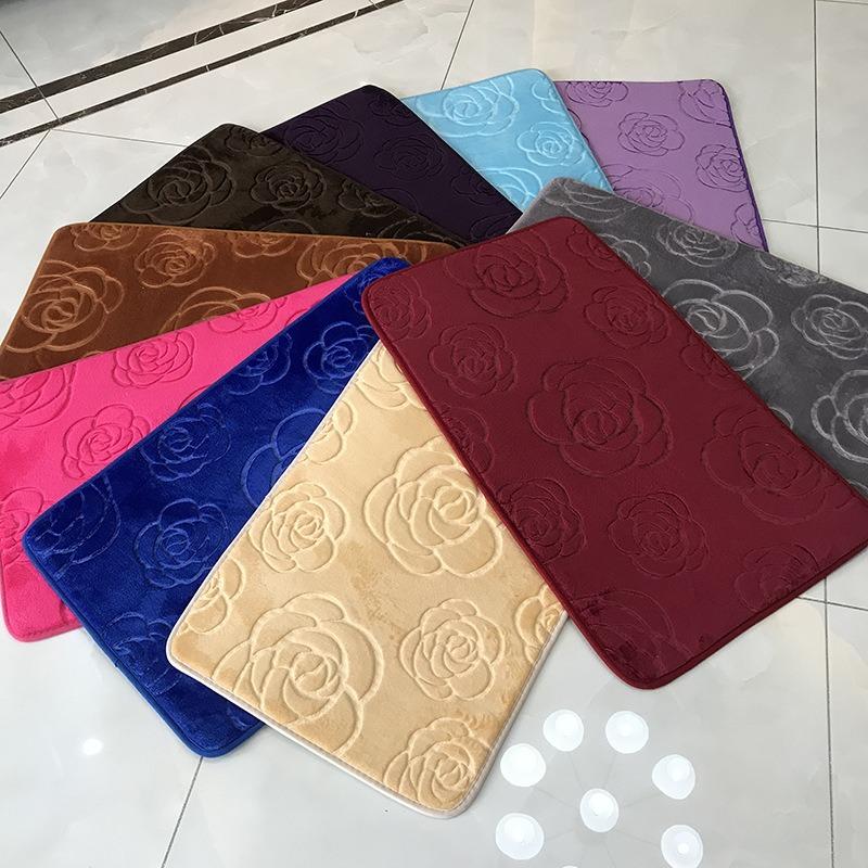 Flower Engraving Bathroom Mat Bath Non-slip Carpets In Wash Basin Bathtub Side Floor Rug Shower Room Doormat Memory Foam 3D Pad
