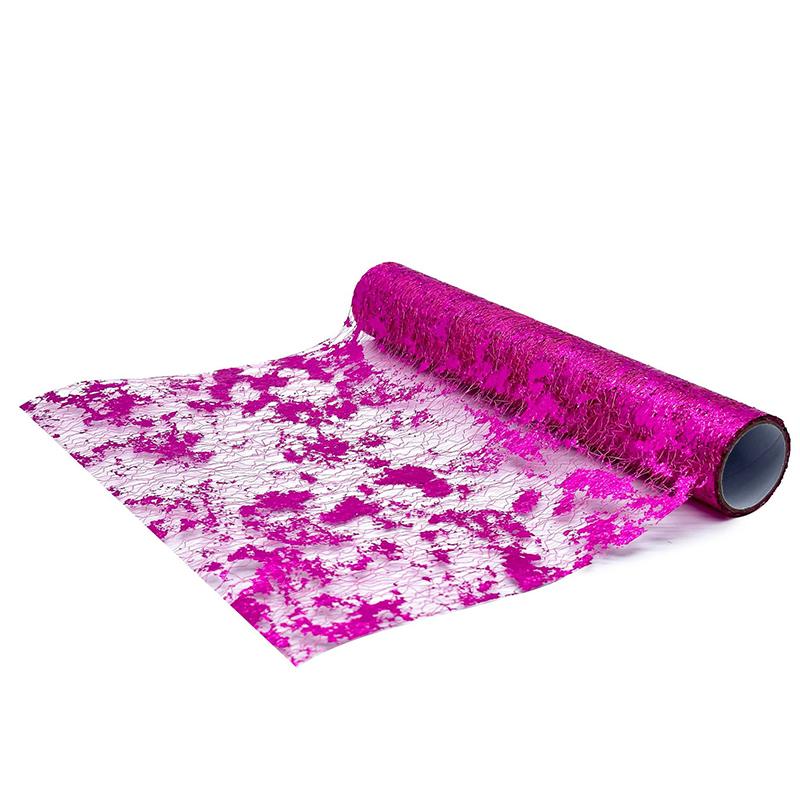 5 yardů třpytivý zlatý běhoun na stůl Horká ražba třpytivá bronzová fólie Síťovaný role Ubrousek na stůl Sprcha pro miminko Párty Svatba Vánoční dekor