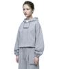 Small Slow And Soft String Oversized Crop Hoodie - Melange