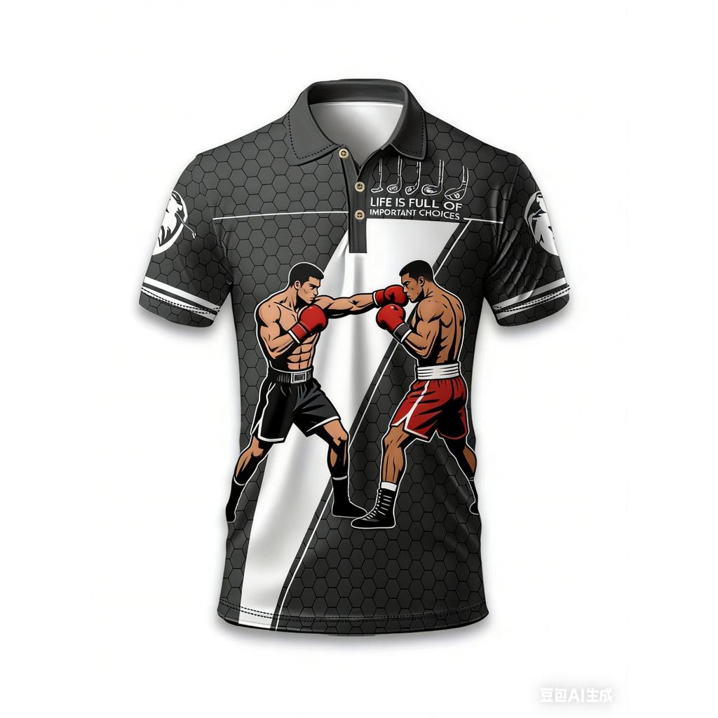 Men's 2026 Model Sporty Casual Polo Shirt 3D Printing Technique, Breathable and Quick-drying