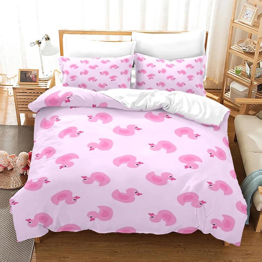Set Biancheria da Letto Anatra Gialla Stampa 3D Ragazzi Ragazze Singolo Matrimoniale King Size Copripiumino Federa Letto ragazzi Adulto Tessile per la Casa