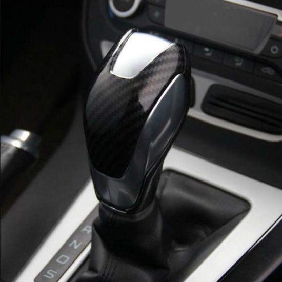 Carbon Fiber Car Inner Gear Shift Knob Cover Trim For Ford Escape Kuga 2013-
