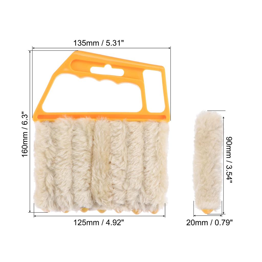 uxcell Cleaning Tool Blinds Handheld 7 Finger Shutter Brush with Yellow Handle 2pcs