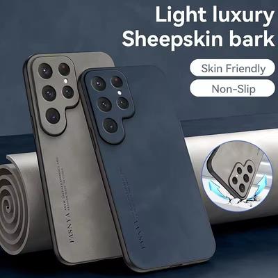 Luxury Sheepskin Leather Phone Case For Samsung Galaxy S25 S24 S23 S22 S21 S20 Ultra Plus S24 FE S25 Edge Shockproof Matte Cover