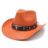 Retro bull head decorative straw hat hot-selling straw woven western cowboy hat men's and women's summer sun hat