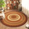 Bohemian Runder Teppich Buntes Mandala-Design Orange Braun Beige Töne Ethnisches Muster Teppich für Wohnkultur