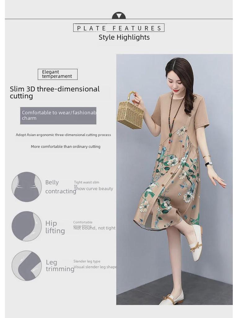 Sommer 2022 Retro Print Lockeres A-Linien-Kleid für Damen: Schmeichelhaft, lässig und leicht